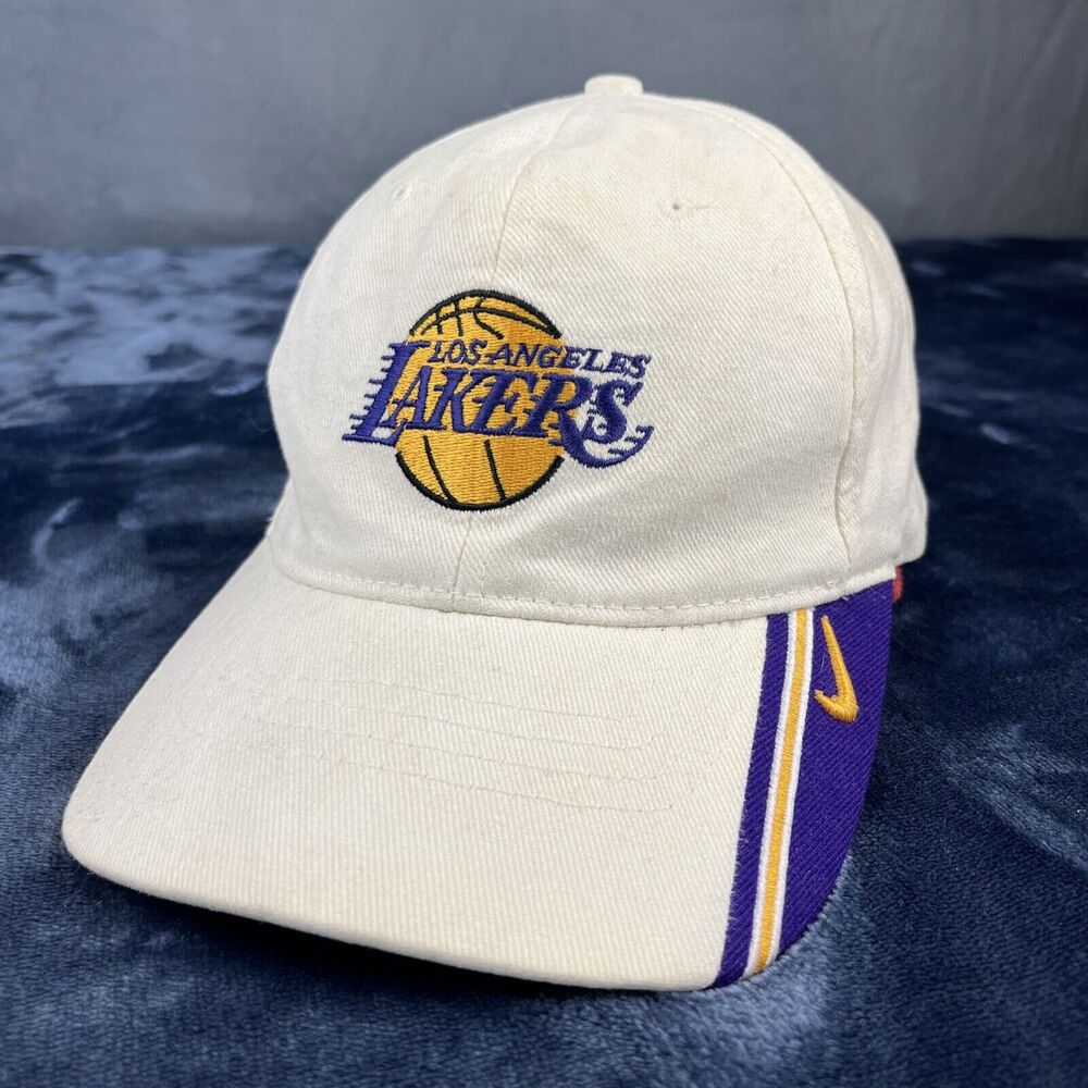 RARE VINTAGE NIKE TEAM Los Angeles LAKERS NBA SWOOSH L/XL HAT LA Patent pending